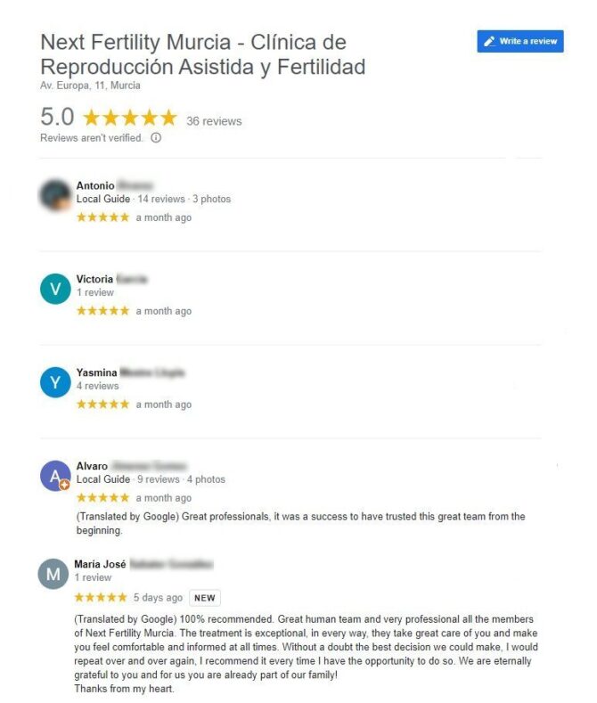 Imagen: Next Fertility Murcia reviews